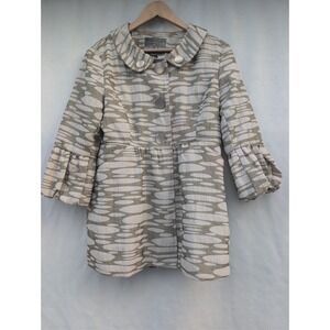 Mac & Jac Retro Swing Coat Womens 12 Statement Button Ruffle Cuff Twee Style